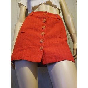 Vintage 90s does 60s Orange Button down Retro GO GO Mini Skirt PARAMETER